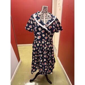 NWOT Hell Bunny Vixen Retro Floral S/S Midi Length Sailor Style Plus Dress 4X